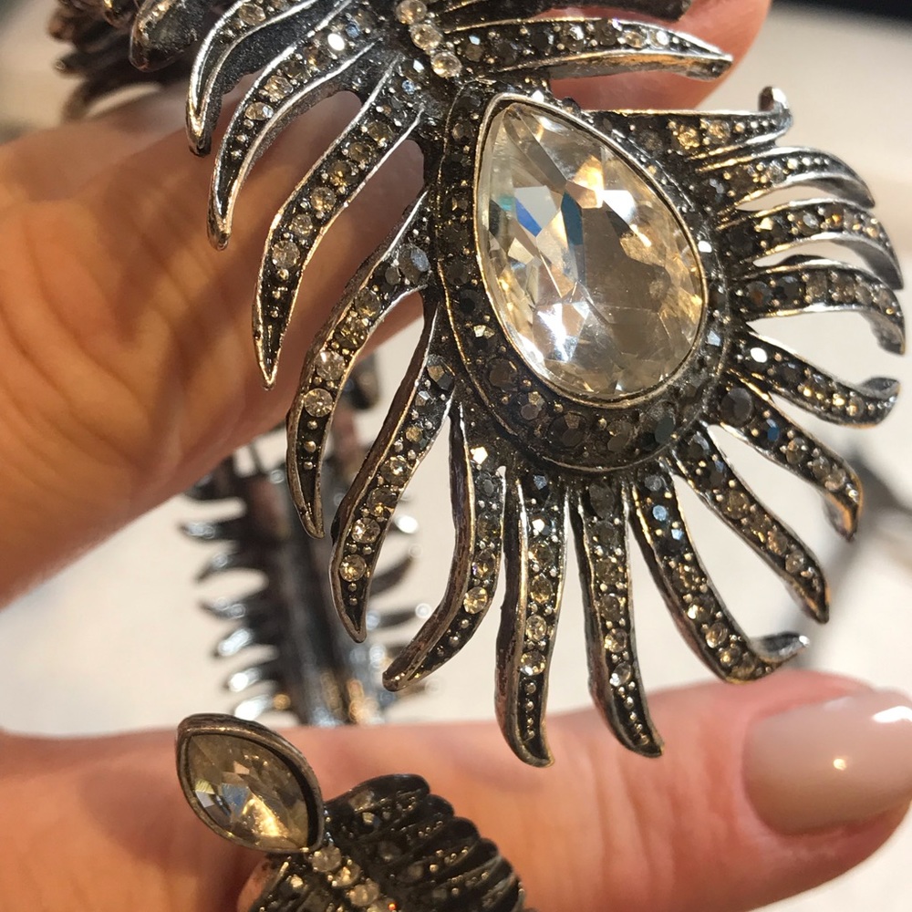 Silver Feather cuff bracelet